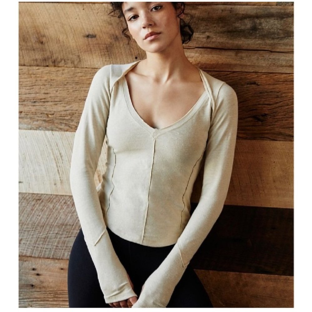 Free People Affinity Long-Sleeve Layer Thumbhole Top Size L